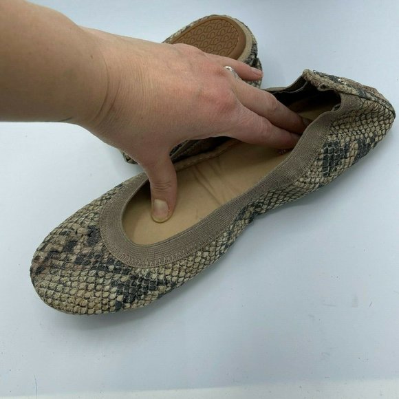 Yosi Samra Foldable Snake Samara Black Beige Slip On Round Toe Ballet Flats 11 - Picture 2 of 8